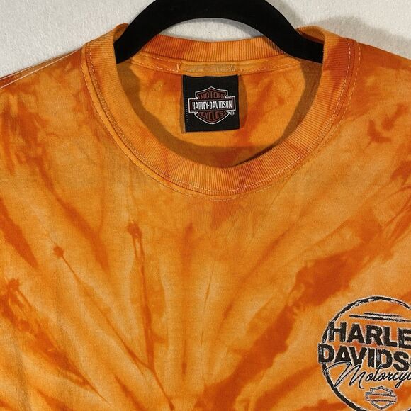 Harley Davidson Mens T Shirt Adult Medium M Orange Tie Dye Jamaica Short Sleeve - Picture 2 of 6
